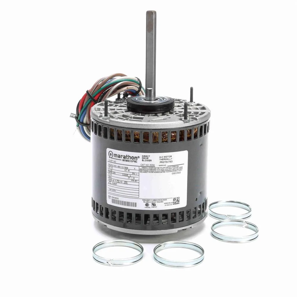 Marathon X004 PSC Direct Drive Blower Motor, 5-5/8" Dia., 1/2 HP, 1075 RPM Marathon X004 PSC Direct Drive Blower Motor, 5-5/8" Dia., 1/2 HP, 1075 RPM
