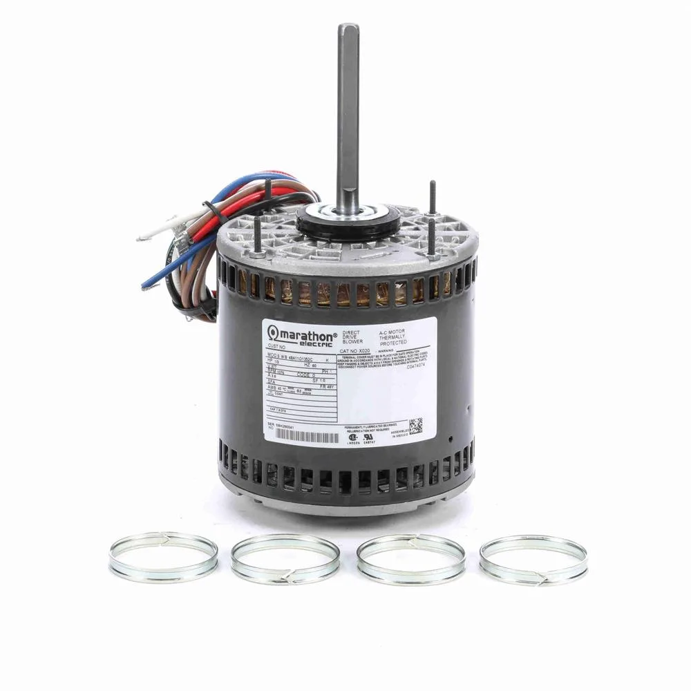 Marathon X020 PSC Direct Drive Blower Motor, 5-5/8" Dia., 1/2 HP, 1075 RPM