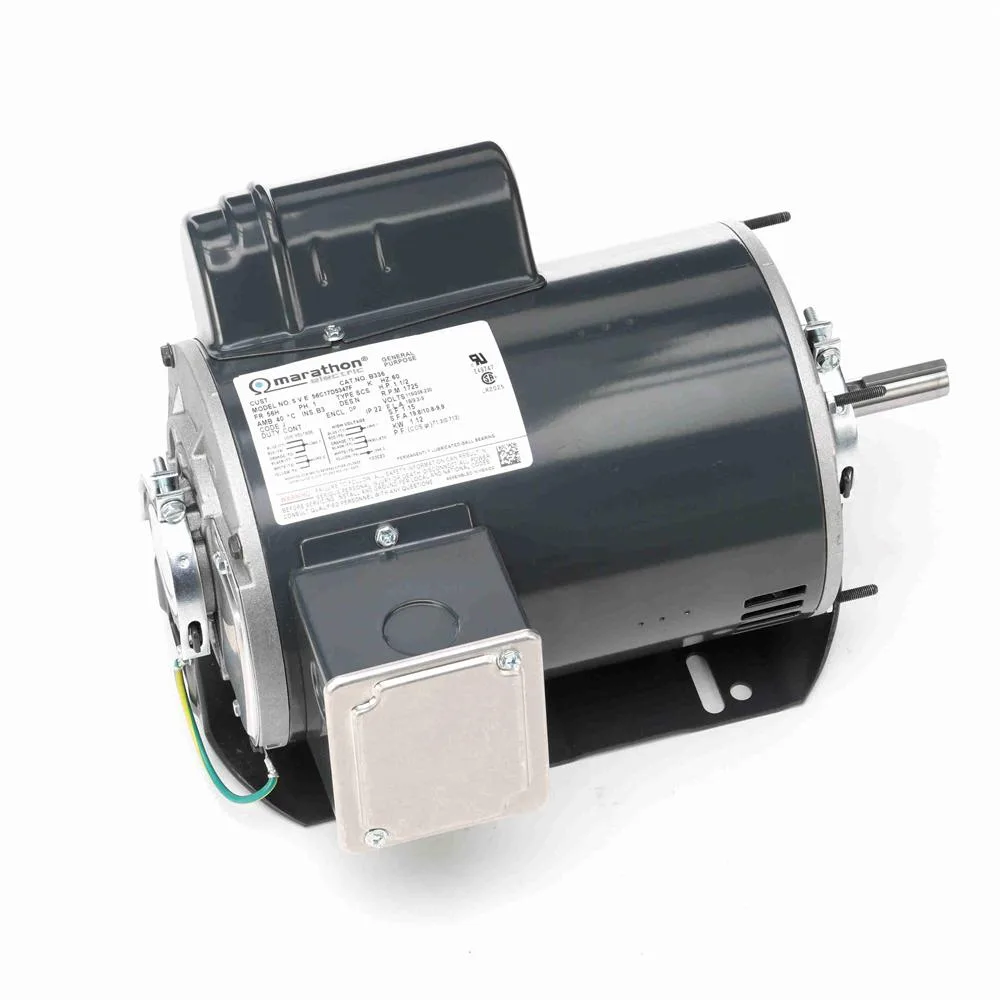 موتور بلوور بدء بمكثف Marathon B336، قطر 6-1/2 بوصة، 1-1/2 حصان، 1725 لفة/دقيقة موتور بلوور بدء بمكثف Marathon B336، قطر 6-1/2 بوصة، 1-1/2 حصان، 1725 لفة/دقيقة