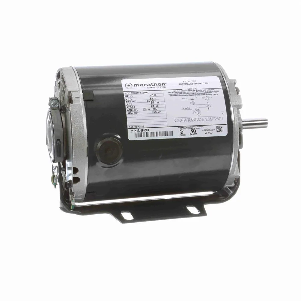 Marathon HG115 Split Phase Blower Motor, 5-5/8" Dia., 1/3 HP, 3450 RPM