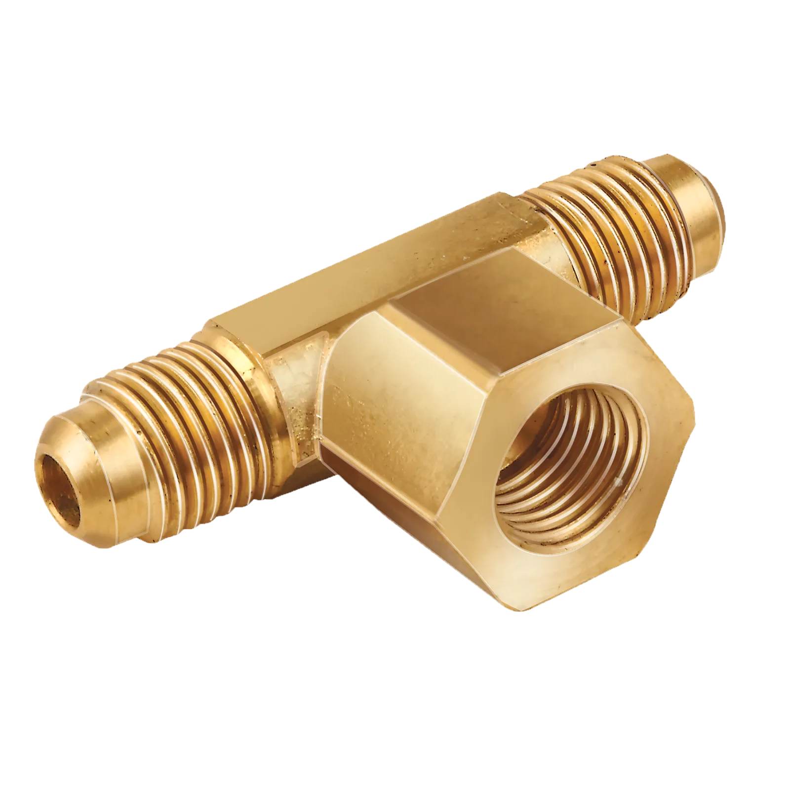 T6-4 Brass Tee 1/4" Flare x 1/4" Flare x 1/4" Female Flare