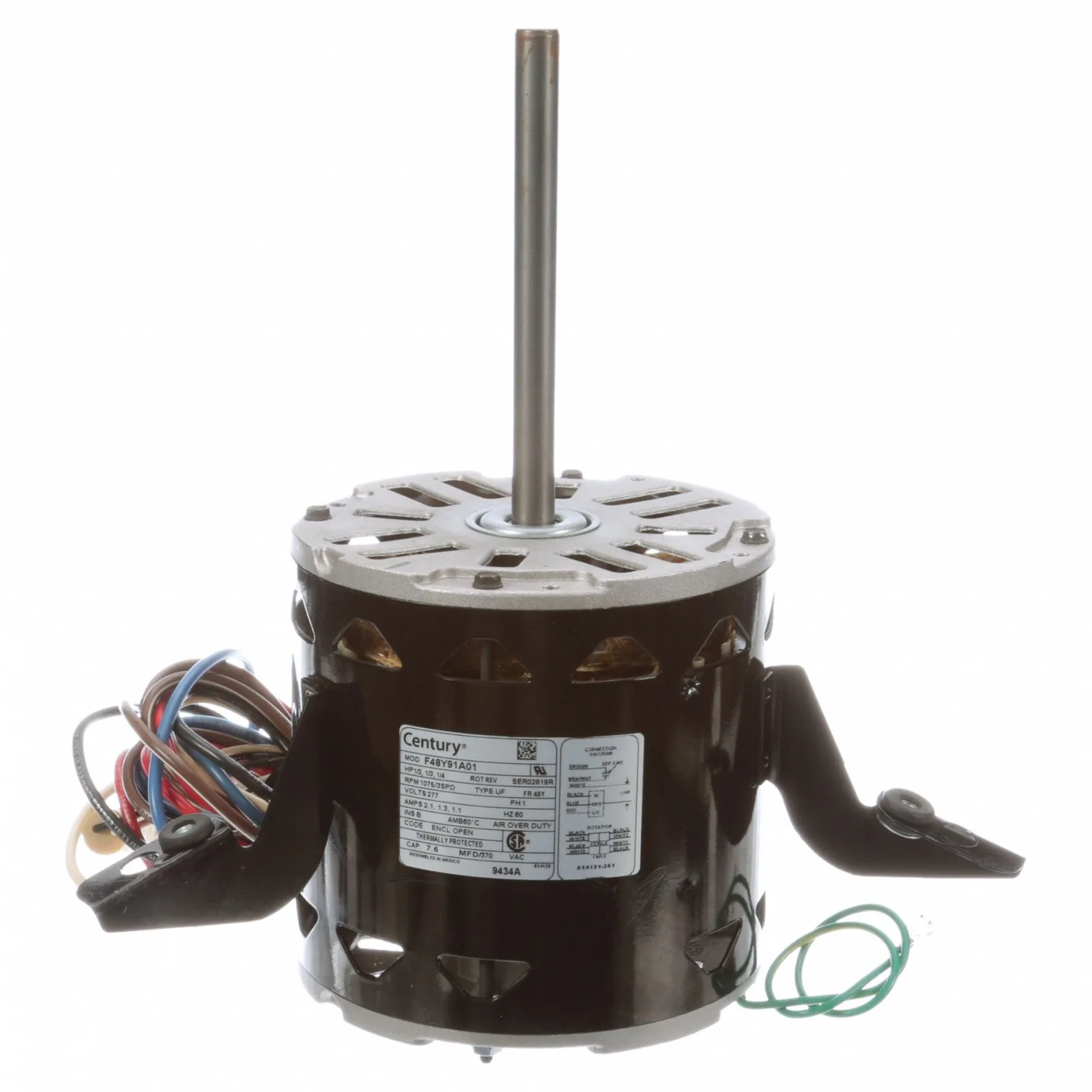 CENTURY OEM Replacement Motor: 1/2/1/3/1/4 HP, 1,075 Nameplate RPM, 277V AC, 1,001-1,100