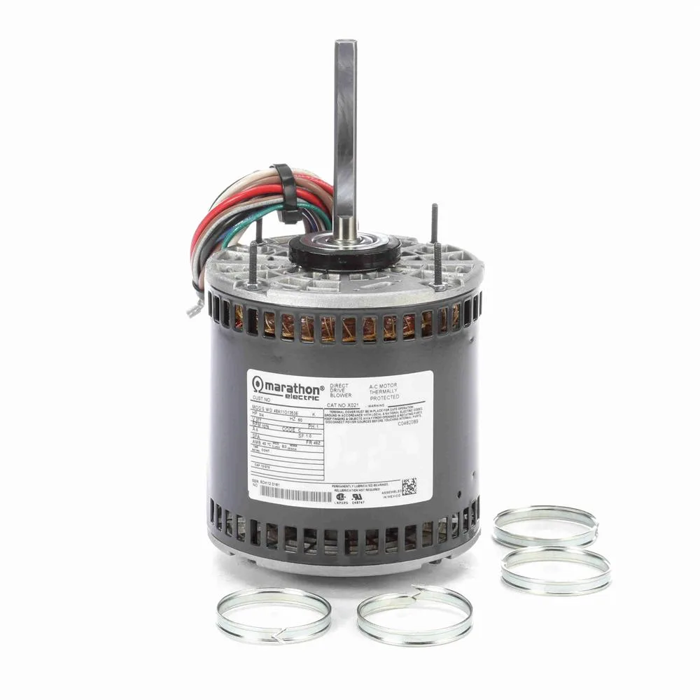 Marathon X021 PSC Direct Drive Blower Motor, 5-5/8" Dia., 3/4 HP, 1075 RPM