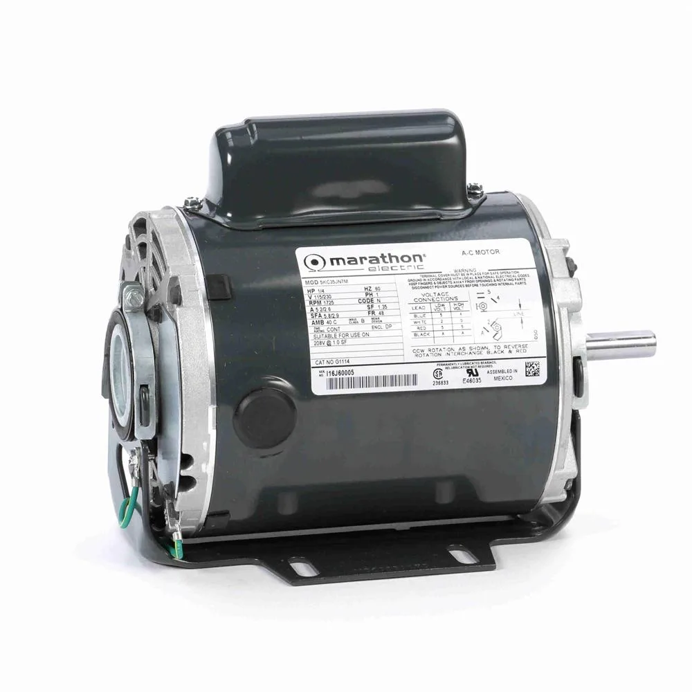 Marathon G1114 Capacitor Start Blower Motor, 5-5/8" Dia., 1/4 HP, 1725 RPM Marathon G1114 Capacitor Start Blower Motor, 5-5/8" Dia., 1/4 HP, 1725 RPM