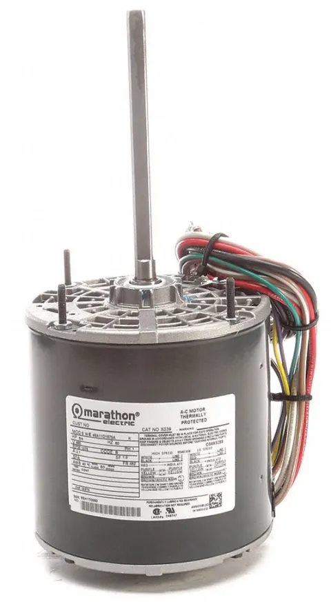 MARATHON MOTORS Direct Drive Blower Motor: 2 Speed, Open Air-Over, Stud Mount, 3/4 HP, 460V AC, Auto