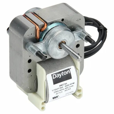 محرك بإطار C Dayton، 1/70 حصان، 3000 دورة في الدقيقة، 230 فولت، مع عقارب الساعة عند طرف العمود