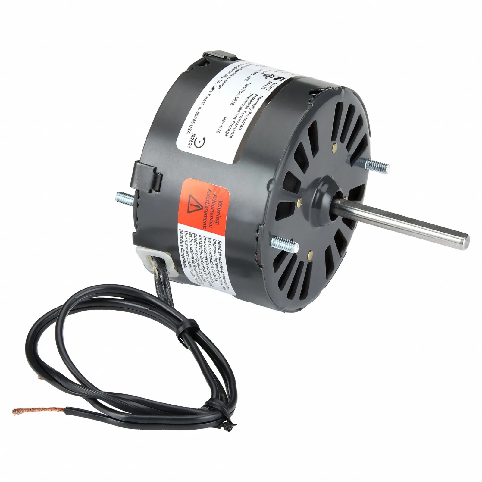 Dayton HVAC Motor: Open Air-Over, 1/70 HP, 1,550 Nameplate RPM, 1 Speed, 115V AC, Stud Mount, CCWSE