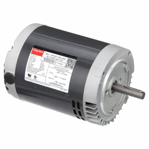 DAYTON Belt Drive Motor: 2 Speed, Open Dripproof, Face Mount, 1/10/1/4 HP, 1,140/850 Nameplate RPM