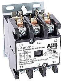 كونتاكتور ABB DP50C3P-F لغرض محدد، ثلاثي الأقطاب، 50 أمبير، ملف 24 فولت تيار متردد كونتاكتور ABB DP50C3P-F لغرض محدد، ثلاثي الأقطاب، 50 أمبير، ملف 24 فولت تيار متردد