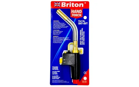 Briton Hand Torch for Mapp Gas & Propane Gas - Trigger Start - Stainless Steel & Brass Tip