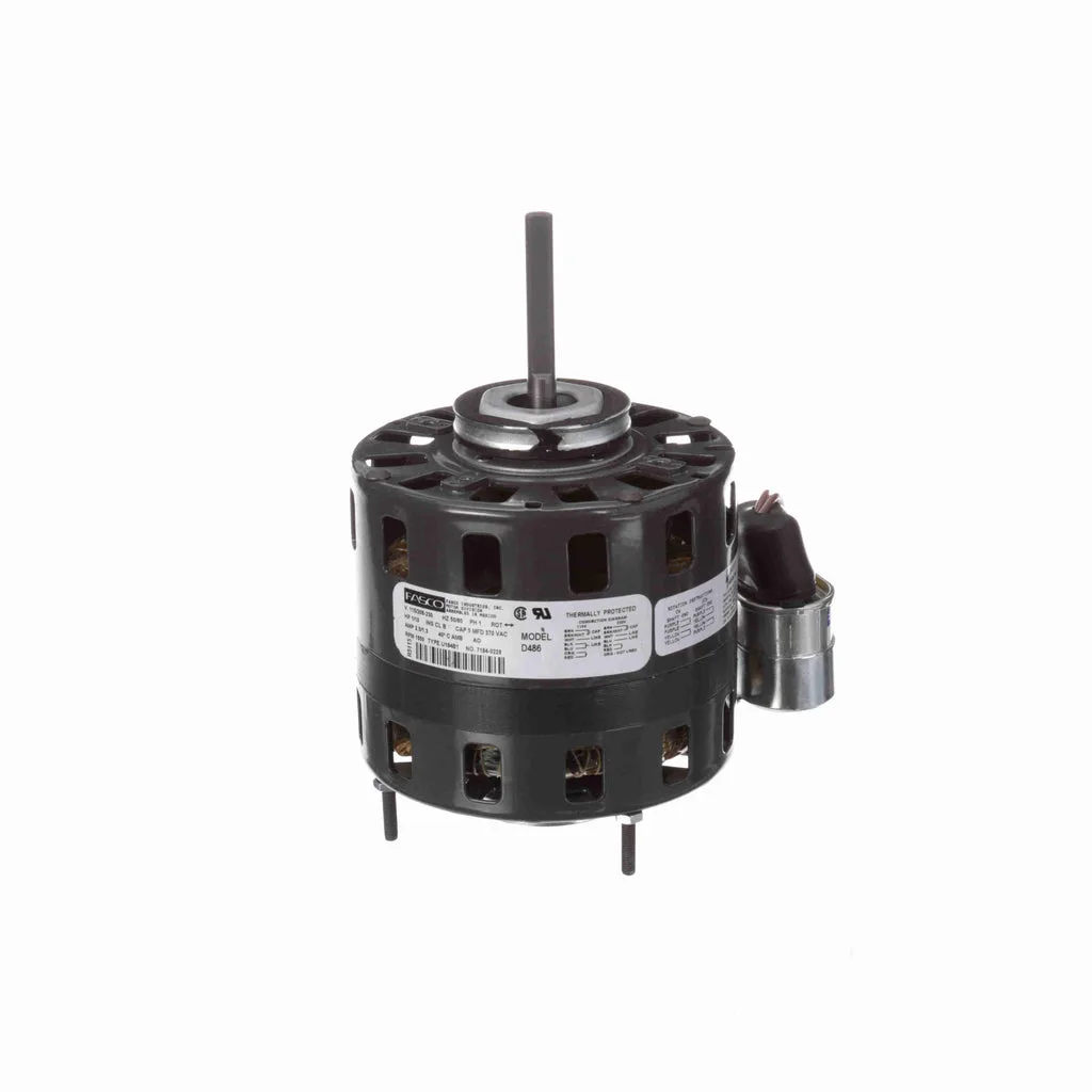 محرك ذاتي التبريد لمروحة المكثف والمضخة الحرارية Fasco D486 بمكثف دائم PSC، قطر 5 بوصة