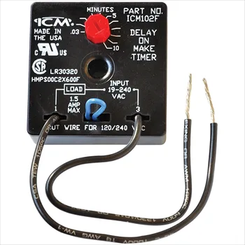 ICM Controls ICM102FB Delay on Make Timer, 0.03-10 Min, 18-240 VAC, 6" Leads