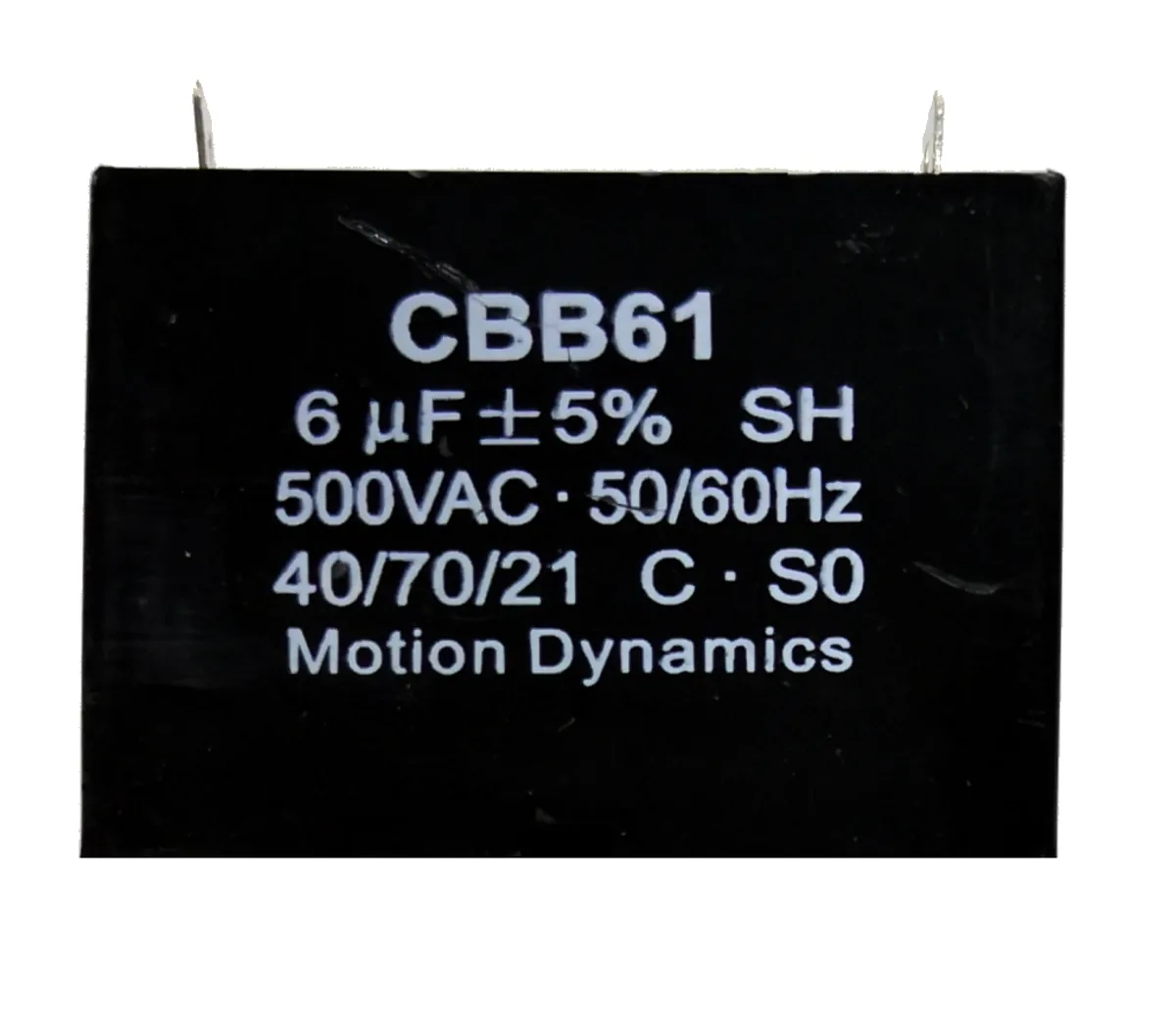 CBB61 Start/Run Capacitor 6 µF 500 V AC Terminal Type CBB61 Start/Run Capacitor 6 µF 500 V AC Terminal Type