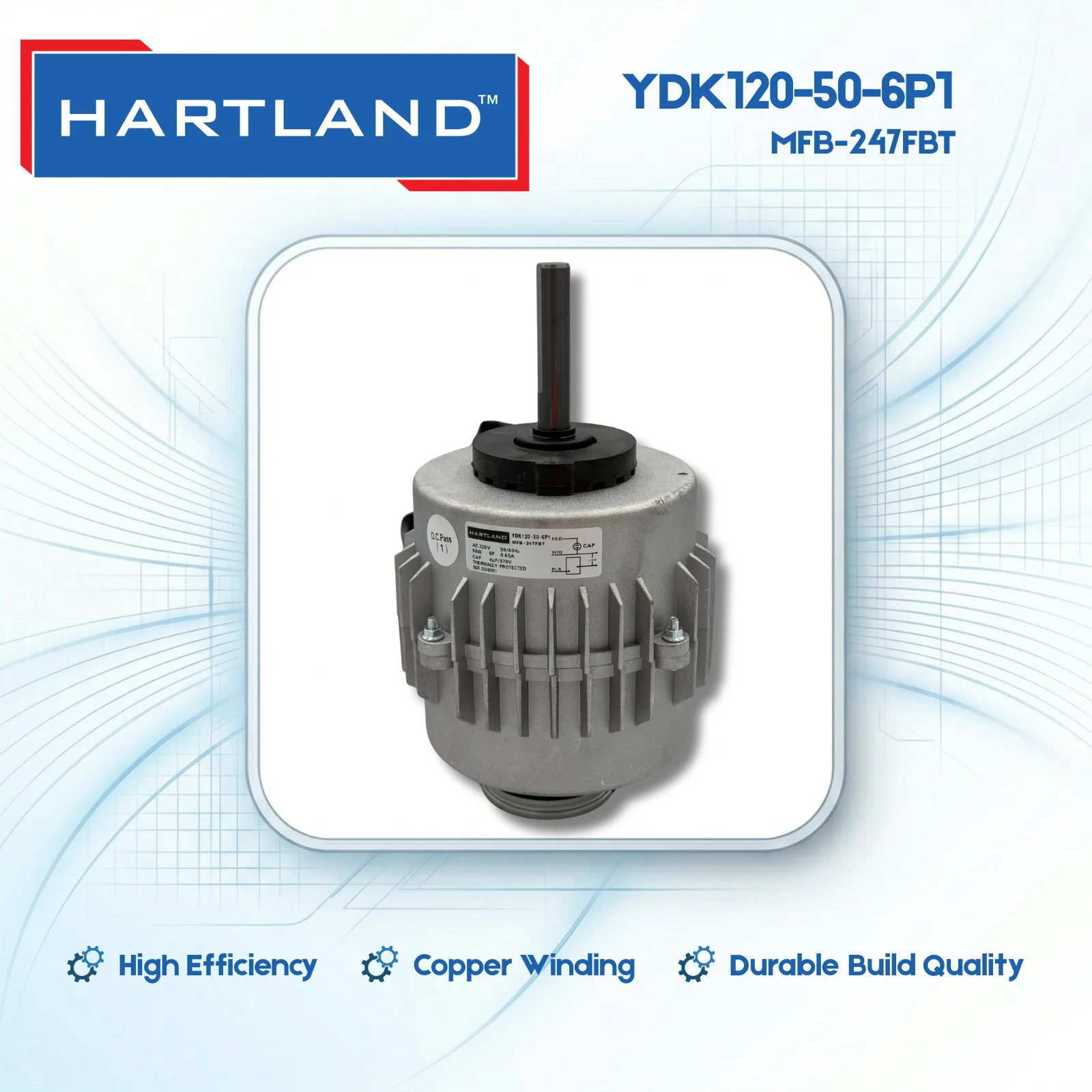 YDK120-50-6P1 MFB-247FBT Hartland HVAC Motor