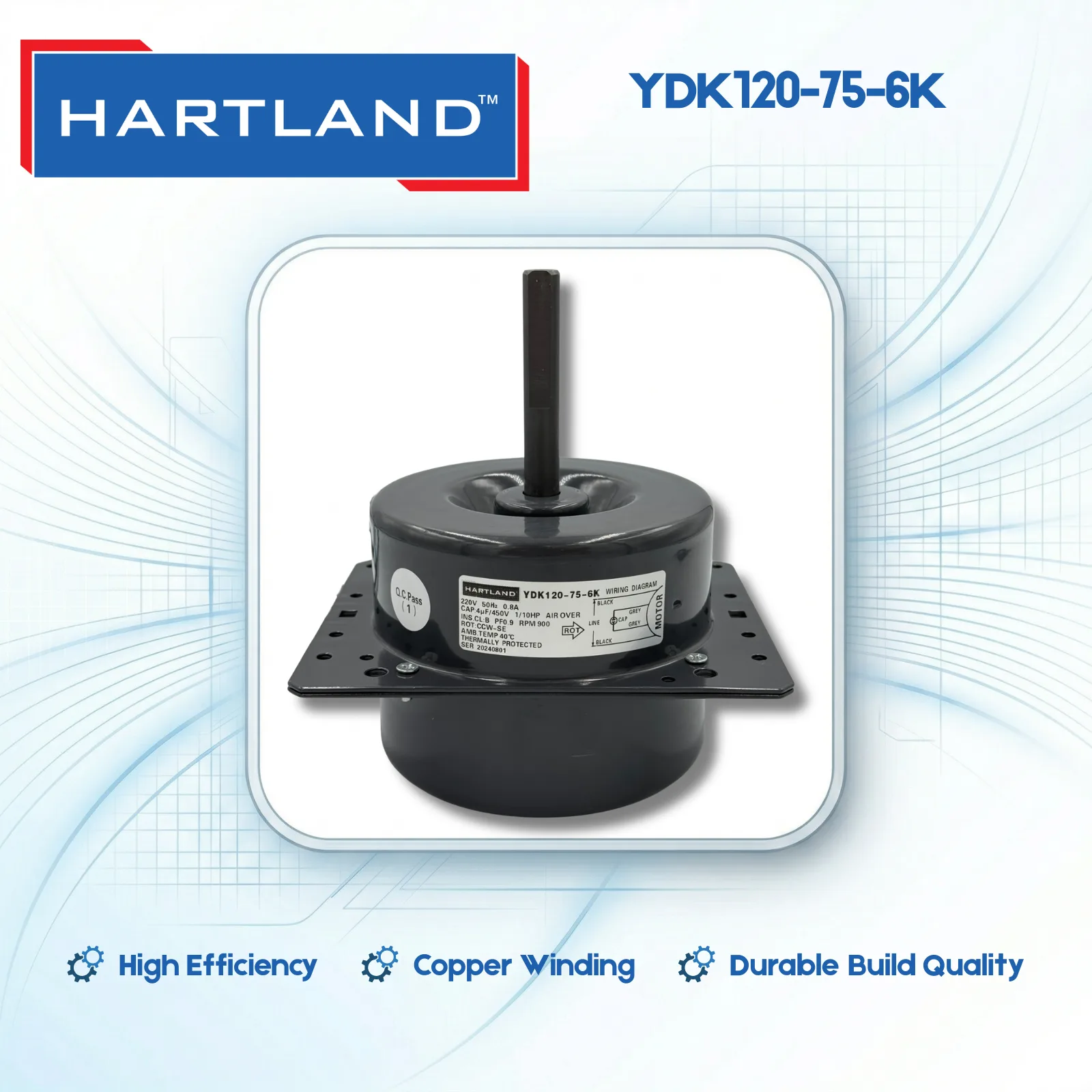 YDK120-75-6K Hartland HVAC Motor